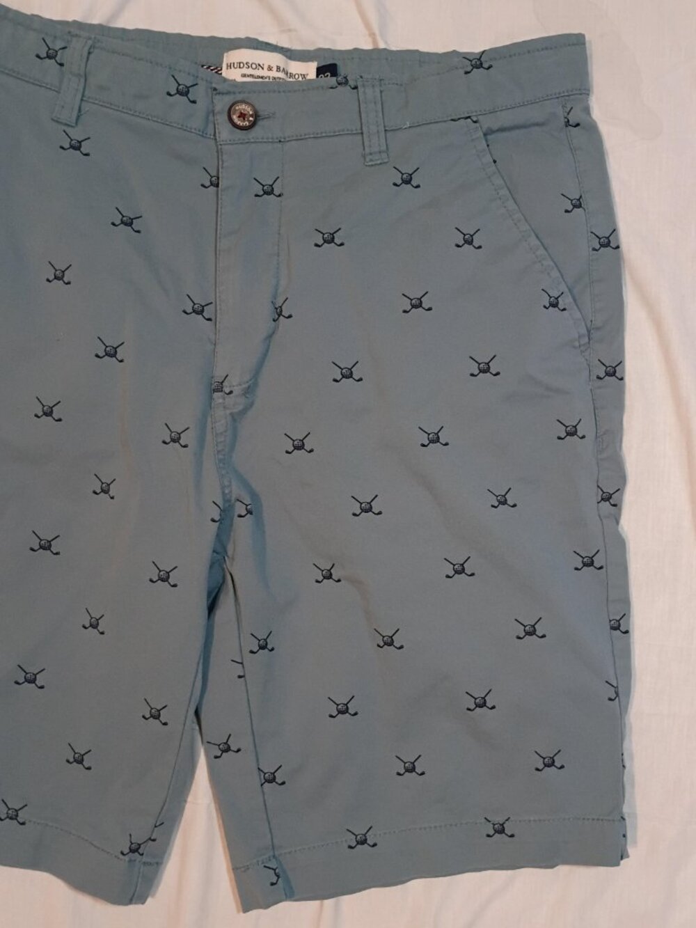 Hudson + Barrow/Chino Shorts/Mens 32/Slate Blue/Golf Print Country Club Preppy S - Picture 6 of 8